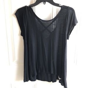 Black shirt sleeve dress with cute back